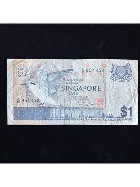 Vintage Banknote 1976 Singapore Black-Naped Tern Bird UV Verified